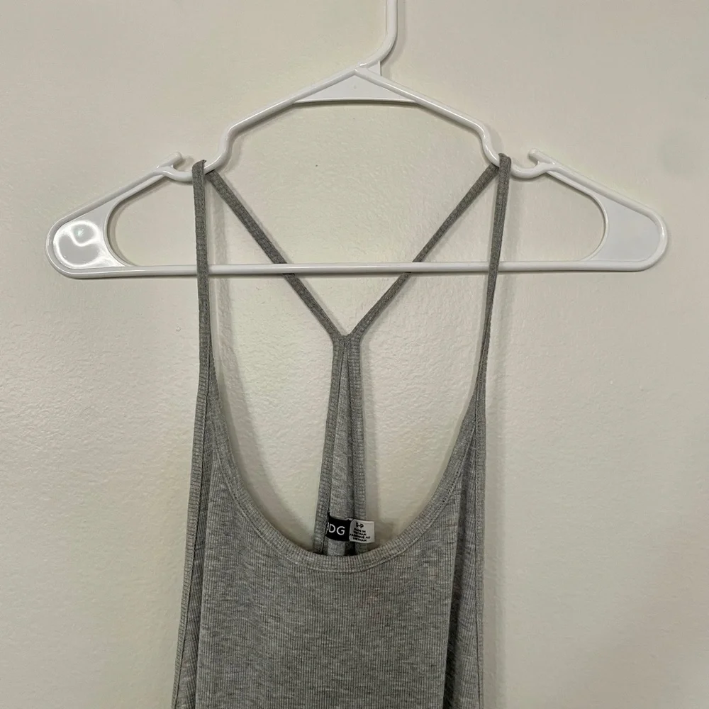 Grey Ribbed Racerback Tank Dress - Picture 7 of 15